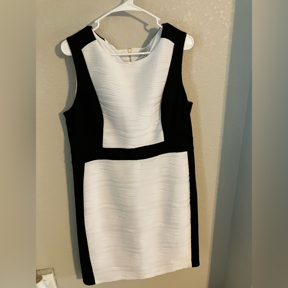 Dana Buchman Black and White Textured Mini Dress